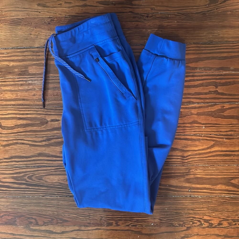Jaanuu high waist slim fit jogger scrub pants in royal blue